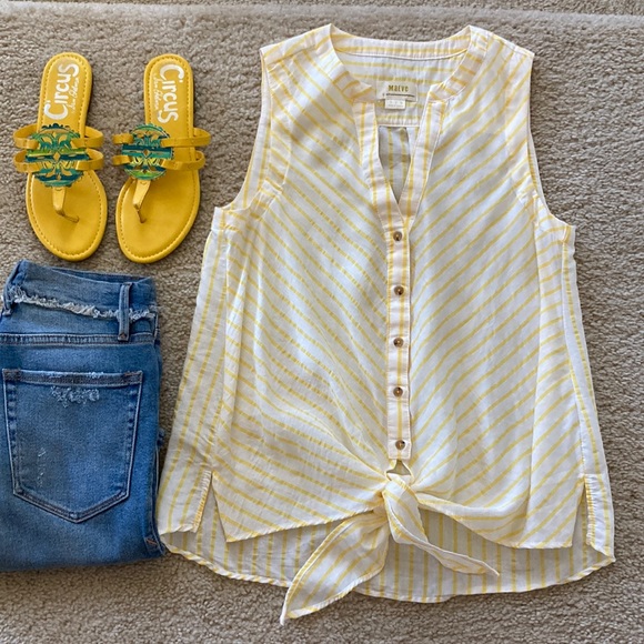 Anthropologie Tops - Anthropologie Maeve Sleeveless Tie Front Blouse